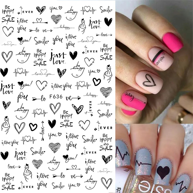 Heart and Love Nail Sticker Designs