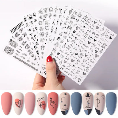 Heart and Love Nail Sticker Designs