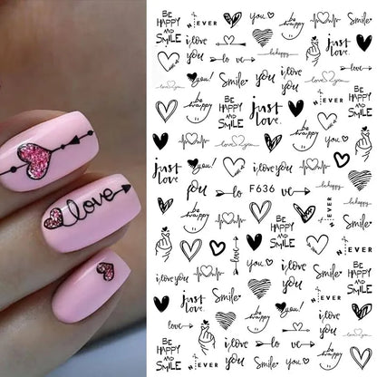 Heart and Love Nail Sticker Designs